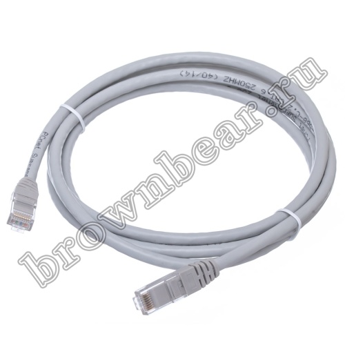 Патч-корд UTP RJ-45, категория 6, литой, 2 метра, серый 
