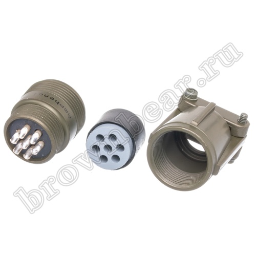 Разъём Amphenol серии MS, 7 контактов, вилка на кабель, тип 16S, наружная резьба MS3101E-16S-1P фото 6