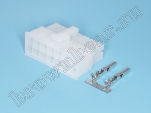 Разъем питания Mini-Fit 14 контактов, гнездо на кабель, шаг 4,2мм MF-14F фото 3