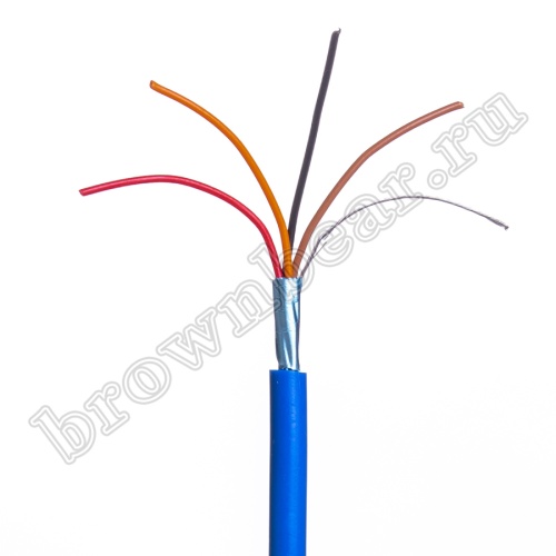 Кабель синий 4 провода экранированный сигнальный