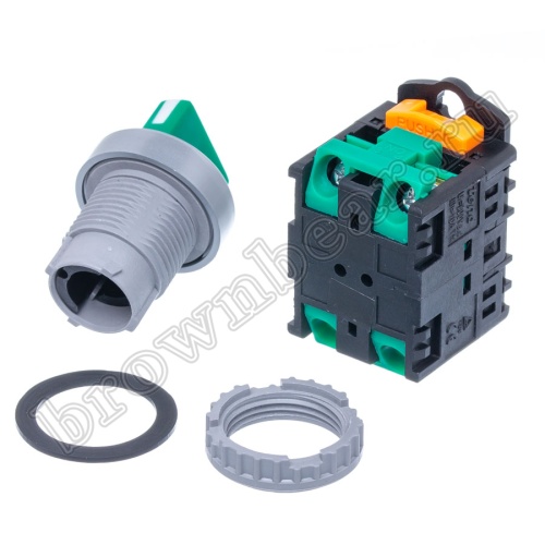 Селекторный переключатель управления, 3 позиции с фиксацией, 30 мм, НP, зеленый TN2SS4G-1AA фото 5