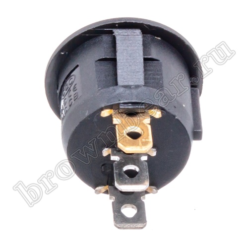 Выключатель клавишный (рокерный) круглый 220В, 3 контакта (on-off), d 20мм, с подсветкой, красный SWR-21R/L фото 4