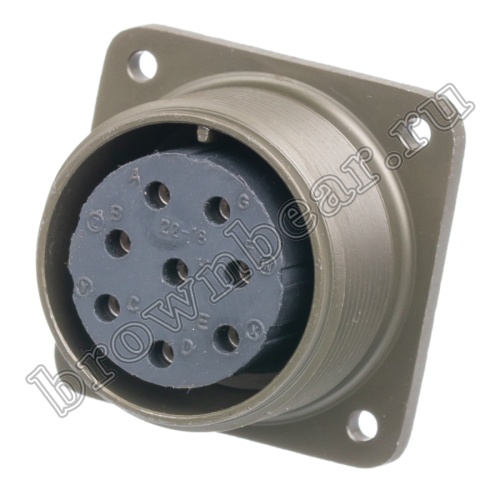 Разъём Amphenol серии MS, 8 контактов, розетка на блок, тип 22, резьбовой MS3102E-22-18S