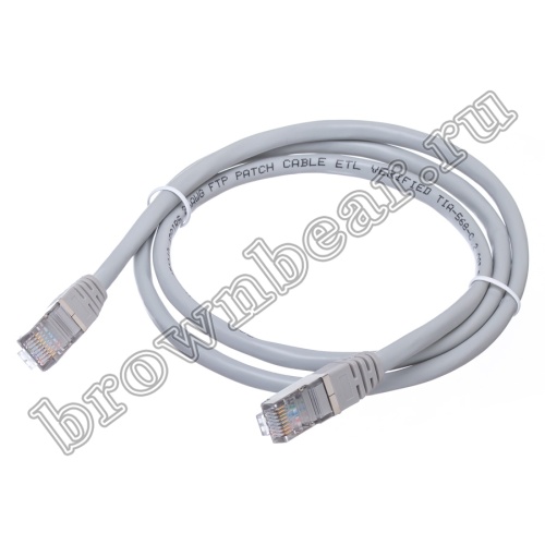 Патч-корд FTP RJ-45, категория 5e, экранированный, литой, 1 метр, серый 