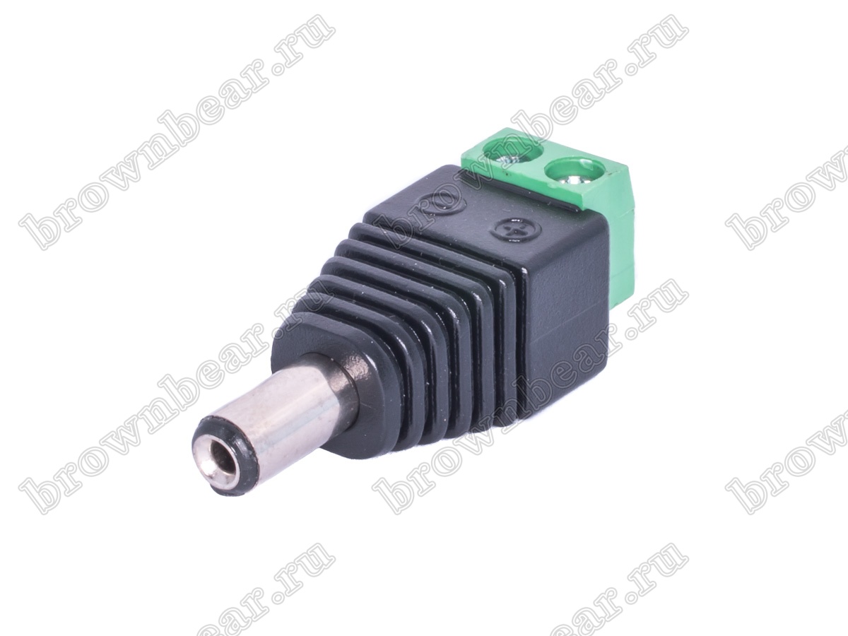 Разъем питания штыревой 2,1х5,5мм, гнездо на кабель с клеммной колодкой ...