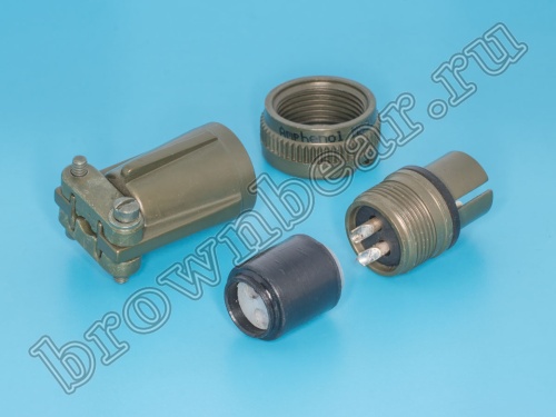 Разъём Amphenol серии MS, 2 контакта, вилка на кабель, тип 12S, резьбовой MS3106E-12S-3P фото 4