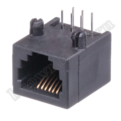 Разъём RJ-12 гнездо на плату, 6P6C, тип 6 TJ6-6P6C