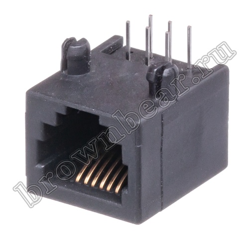 Разъём RJ-12 гнездо на плату, 6P6C, тип 6 TJ6-6P6C