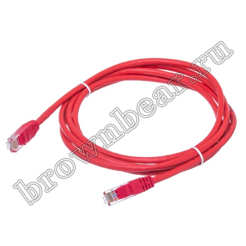 Патч-корд UTP RJ-45, категория 5e, литой, 2 метра, красный 