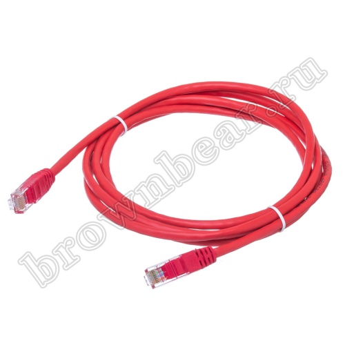 Патч-корд UTP RJ-45, категория 5e, литой, 2 метра, красный 