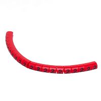 Маркер кабельный цифра 2 (кольцо) для провода d=2.0-3.2 мм, красный, упаковка 20 шт.