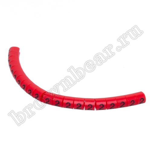 Маркер кабельный цифра 2 (кольцо) для провода d=2.0-3.2 мм, красный, упаковка 20 шт.