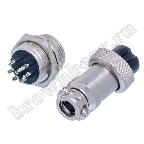 Разъем M16 7 контактов розетка на кабель, вилка на блок, тип GX16, комплект AC-M16-7 фото 3