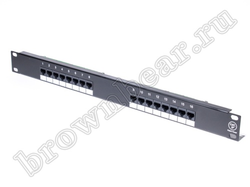 Патч-панель 16 портов RJ-45, кат. 5е, тип KRONE 