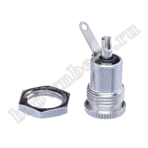 Разъем питания DC гнездо 2.1 х 5.5 мм, на приборный блок, металлический корпус DJK-07A фото 2