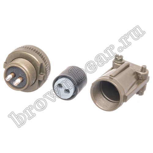 Разъём Amphenol серии MS, 2 контакта, розетка на кабель, тип 12S, резьбовой MS3106E-12S-3S фото 7