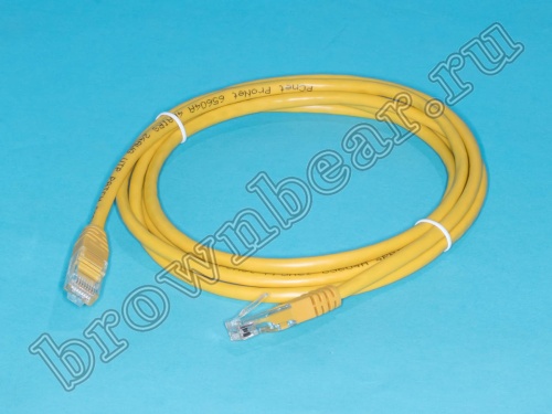Патч-корд UTP RJ-45, категория 5e, литой, 2 метра, желтый 