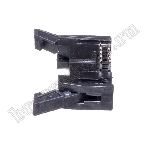 Разъем IDC 2х5 вилка на плату, шаг 2.54мм, с защелками, прямой угол SCM-10R фото 3