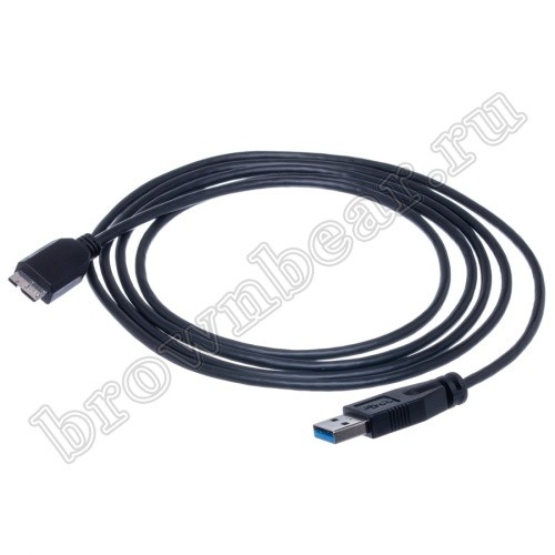 Кабель интерфейсный USB 3.0, type А - type micro USB, вилка-вилка, черный, 1.8 метра