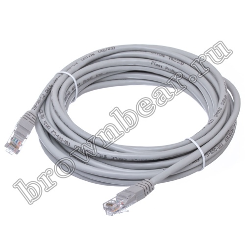 Патч-корд UTP RJ-45, категория 5e, литой, 6 метров, серый 