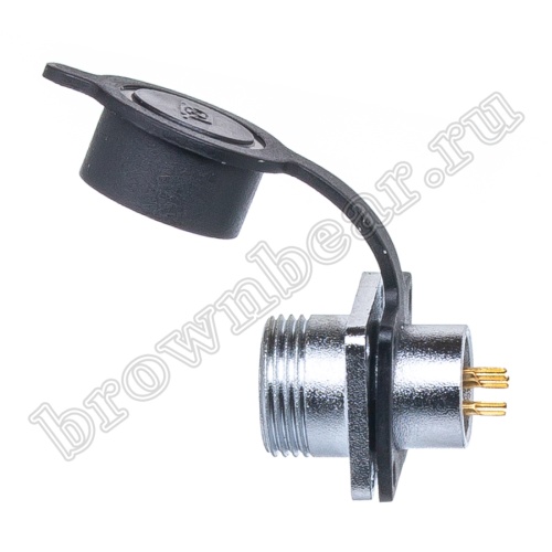 Разъём М14 3 контакта розетка на блок, квадратный фланец фото 3