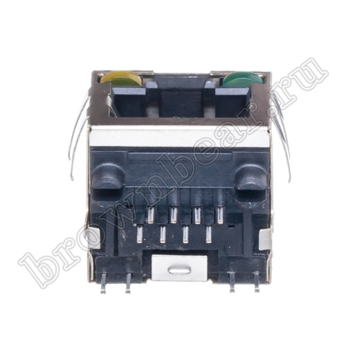 Разъём RJ-45 гнездо на плату, 8P8C, 2 светодиода (желтый-зеленый), экранированный, тип 18 TJ18-L8P8C-4 фото 5
