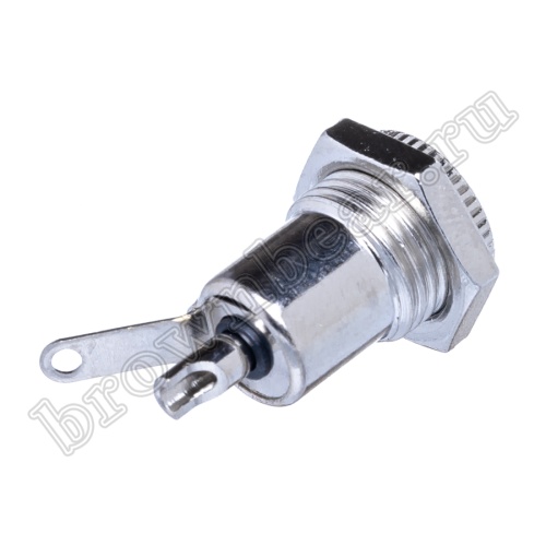 Разъем питания DC гнездо 2.1 х 5.5 мм, на приборный блок, металлический корпус DJK-07A фото 4