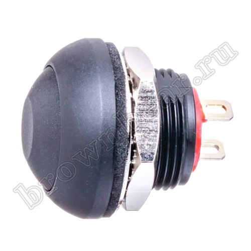 Кнопка влагозащищенная IP67 без фиксации, 12мм круглая на блок, НР, черная PSW-7-B фото 2