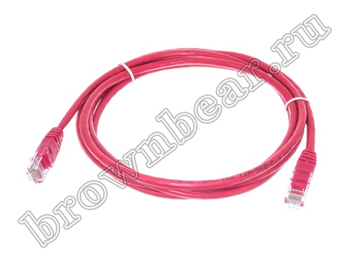 Патч-корд UTP RJ-45, категория 5e, литой, 2 метра, красный 