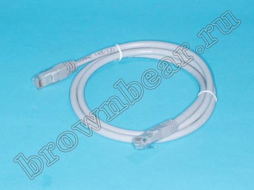 Патч-корд UTP RJ-45, категория 6, литой, 1 метр, серый 