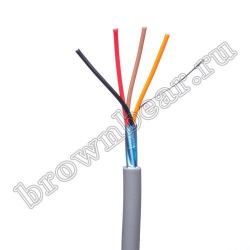 Кабель сигнальный коммуникационный 4 провода, 24AWG, бухта 50м, экранированный, серый SIN YU