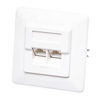 Розетка компьютерная встраиваемая двойная RJ-45, категория 5е, тип KRONE, белая 