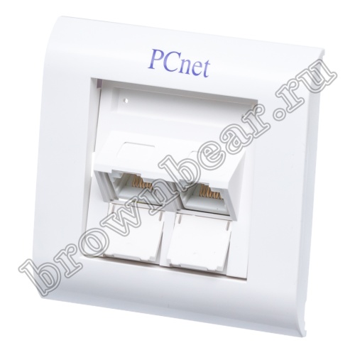 Розетка компьютерная встраиваемая двойная RJ-45, 8P8C,, категория 5е, универсальная, PCnet 