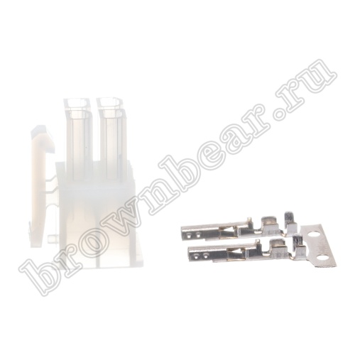 Разъем питания Mini-Fit 4 контакта, гнездо на кабель, шаг 4.2мм MF-4F/2 фото 4