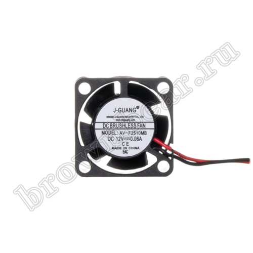 Вентилятор для корпуса 25х25х10, DC 12В, 0.06А, подшипник качения, AV-F2510MB
