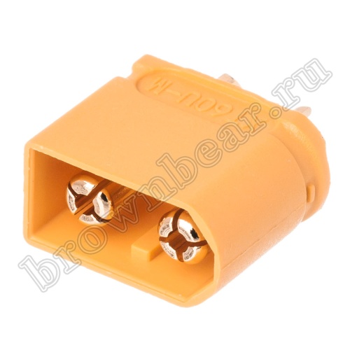 Разъем питания XT60 для АКБ, 2 контакта, штекер на кабель XT60U-M.G.Y