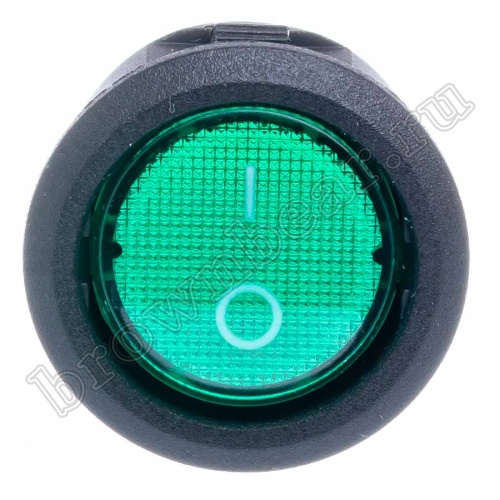 Выключатель клавишный (рокерный) круглый 220В, 2 контакта (on-off), d 20мм, зеленый SWR-21G фото 2