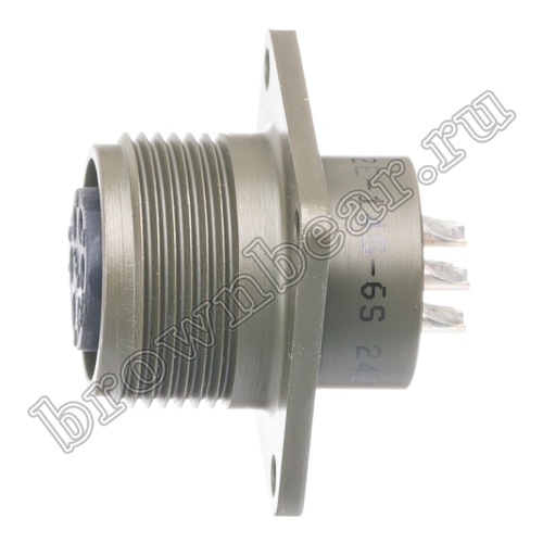 Разъём Amphenol серии MS, 6 контактов, розетка на блок, тип 14S. резьбовой MS3102E-14S-6S фото 3