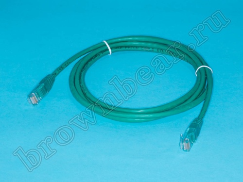 Патч-корд UTP RJ-45, категория 5e, литой, 2 метра, зеленый 