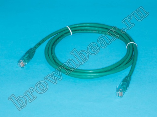 Патч-корд UTP RJ-45, категория 5e, литой, 2 метра, зеленый 