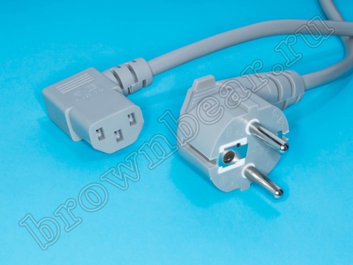 Кабель (шнур) питания 220В IEC320, CEE7/7 - C13, угловой, серый, 10А (3x0.75мм²), 1.8 метра фото 3