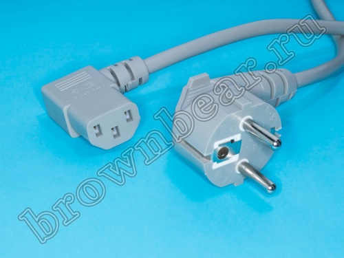 Кабель (шнур) питания 220В IEC320, CEE7/7 - C13, угловой, серый, 10А (3x0.75мм²), 1.8 метра фото 3