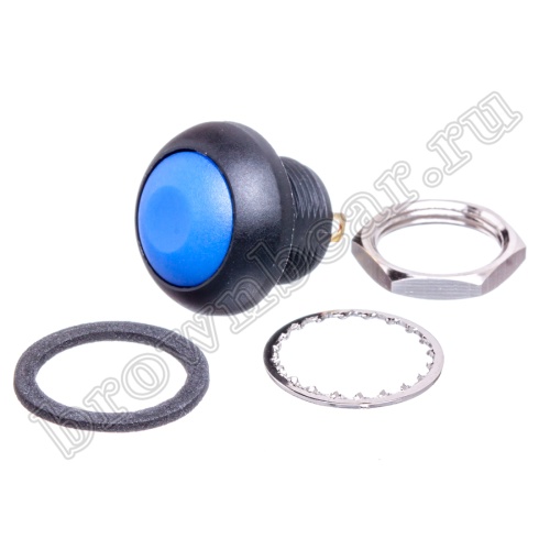 Кнопка влагозащищенная IP67 без фиксации, 12мм круглая на блок, НР, синяя PSW-7-Bl фото 6
