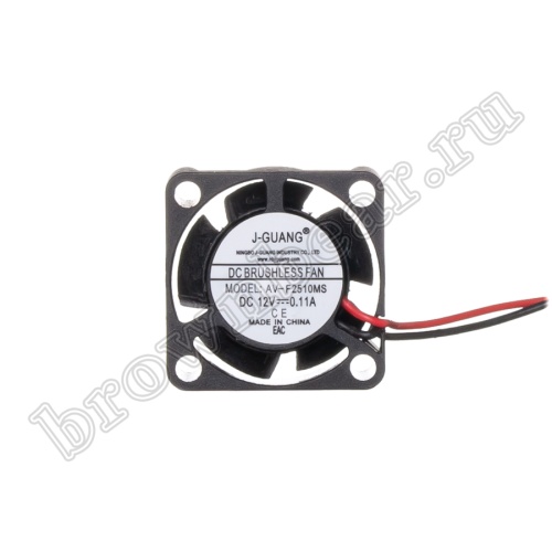 Вентилятор для корпуса 25х25х10, DC 12В, 0.09А, подшипник скольжения, AV-F2510MS