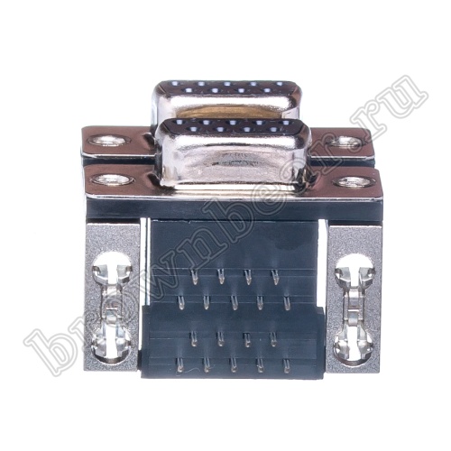 Разъем D-SUB  спаренный  9 контактов, гнездо-гнездо на плату, прямой угол DRN-09F/09F-A фото 7