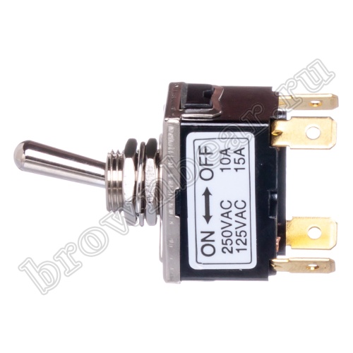 Тумблер двухполюсный, 4 контакта (on-off), на панель, с гайкой, DPDT, B067DP PST-115B фото 3