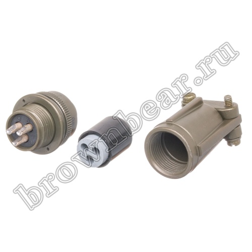 Разъём Amphenol серии MS, 3 контакта, розетка на кабель, тип 10SL, резьбовой MS3106E-10SL-3S фото 2