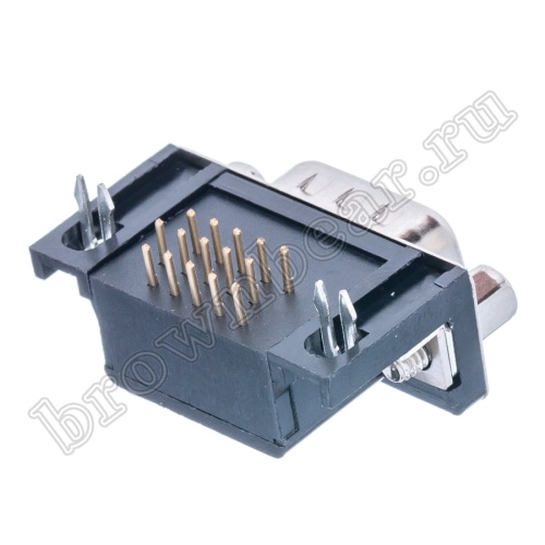 Разъем D-SUB  15 контактов высокой плотности, вилка на плату, прямой угол DHR-15M фото 5