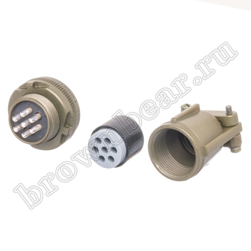 Разъём Amphenol серии MS, 7 контактов, розетка на кабель, тип 16S, резьбовой MS3106E-16S-1S фото 5