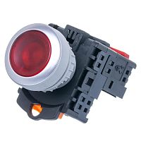 Кнопка управления плоская, с подсветкой, без фиксации, d 30 мм, НЗ, красная TN2IF2RN-1B